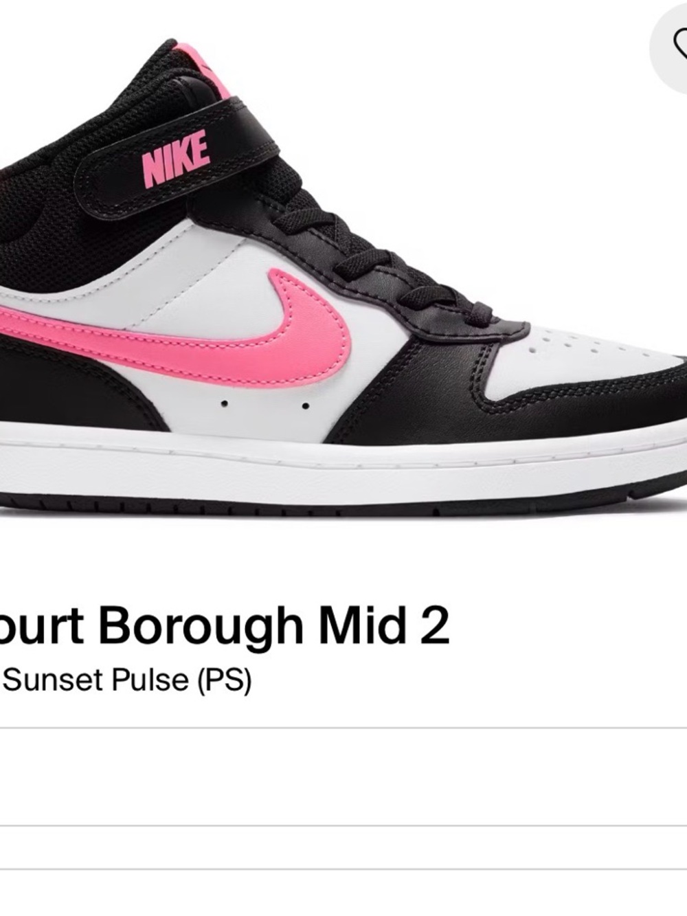 Nike Kids Mid-Top Sneakers in Black, White & Pink